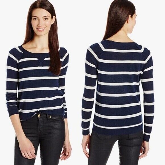 Splendid Cashmere Blend Blue White Striped Pullover‎ Sweater Size Small SE5628X2 - Picture 1 of 11